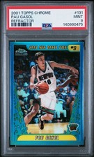 2001 TOPPS CHROME PAU GASOL RC ROOKIE REFRACTOR CARD #131 *GRADED PSA MINT 9!. rookie card picture