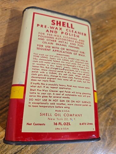 Vintage SELTENE Shell PRE Wachsreiniger & Politur Blechdose, 16 Fl. Oz - Bild 8 von 8