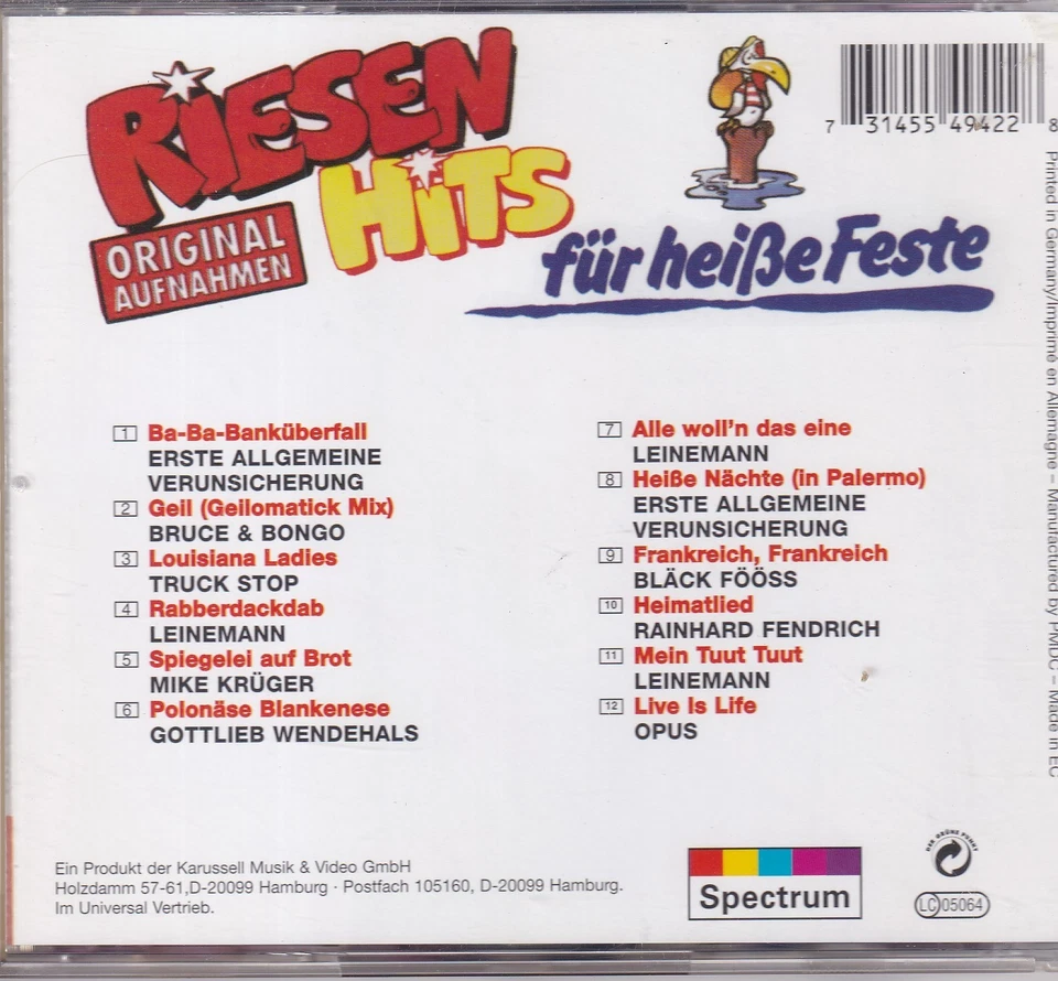 Riesen Hits für heiße Feste -CD-558- nahezu neuwertig - Bild 2 von 2