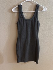 Fashion Nova Sz M One Of The Boys Gray Tank Dress Ribbed Nwt Bodycon Sexy