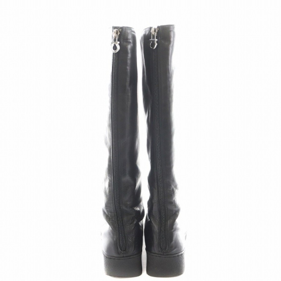 SAOLA SCARPE lunghe Salvatore Ferragamo Gancini suola zeppa punta quadrata pelle 24 5 cm usate