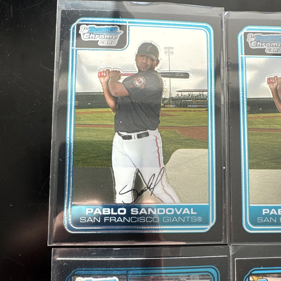(4x) LOTE de tarjetas de novato Bowman Bowman cromadas Pablo Sandoval Gigantes Foto 2 de 4