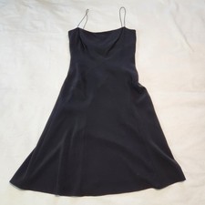 Elie Tahari Black Cocktail Dress Size 8 Soft Scoop Neck Spaghetti Strap Flare