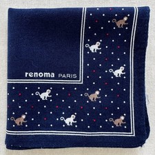 VTG Handkerchief Plain Navy Cotton Border Monkey Polka Dot Pocket Square 18" P
