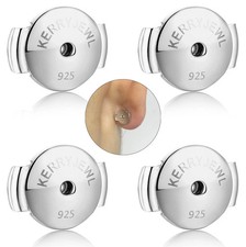 14K White Gold Locking Earring Backs Replacements for Diamond Studs, 2 Pairs