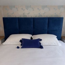 Sueno Blue Naples VelvetUpholstered Super King Size BedFrame