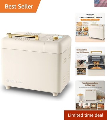 Bread Machine, 2.2LB 15-in-1 Bread Maker, Dual Heater Breadmaker Machine with...