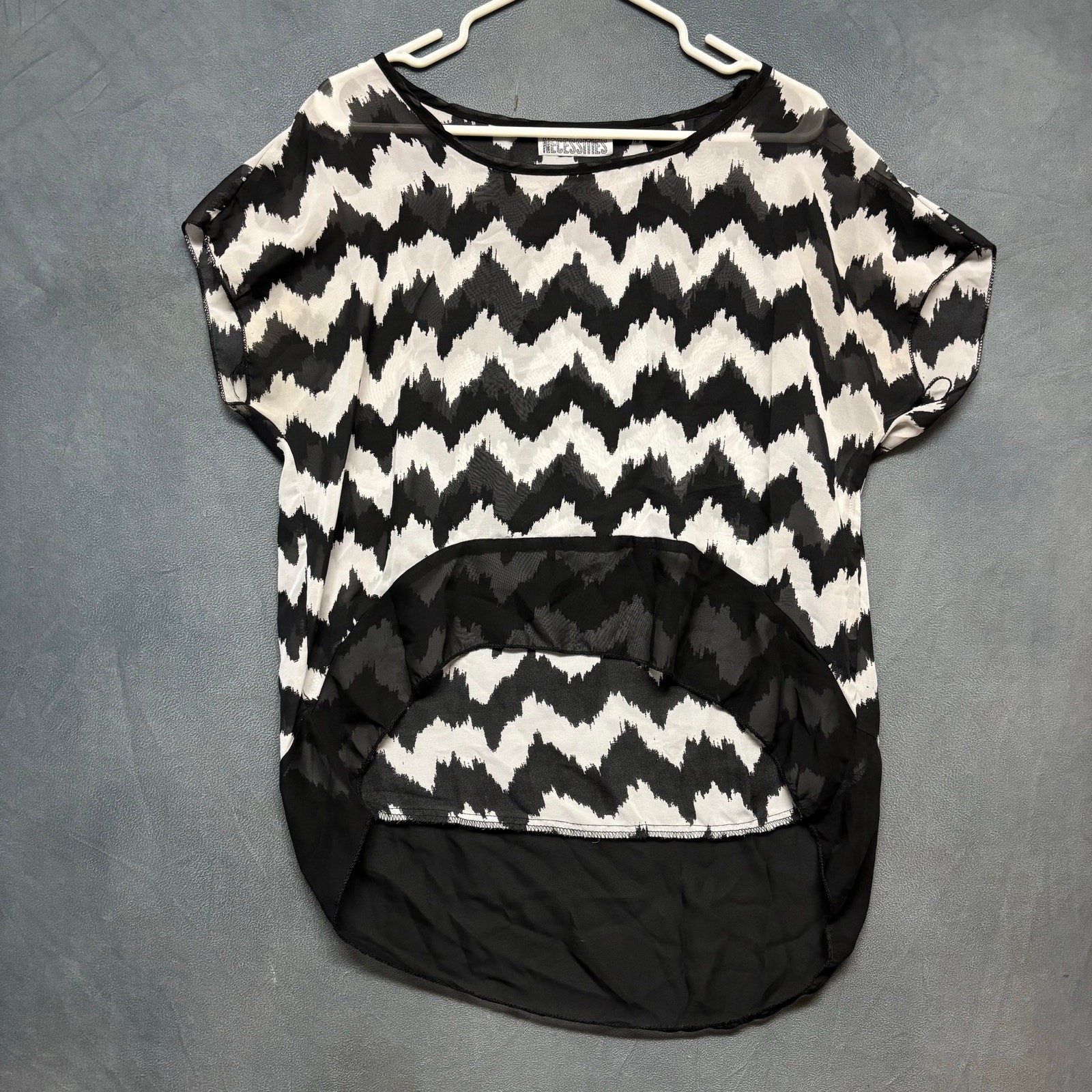Basic Necessities Black White Zigzag Sheer High L… - image 1