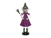 INNA-Glas Deko Halloween Hexe Mystery, Mit Besen, Hut, 100Cm