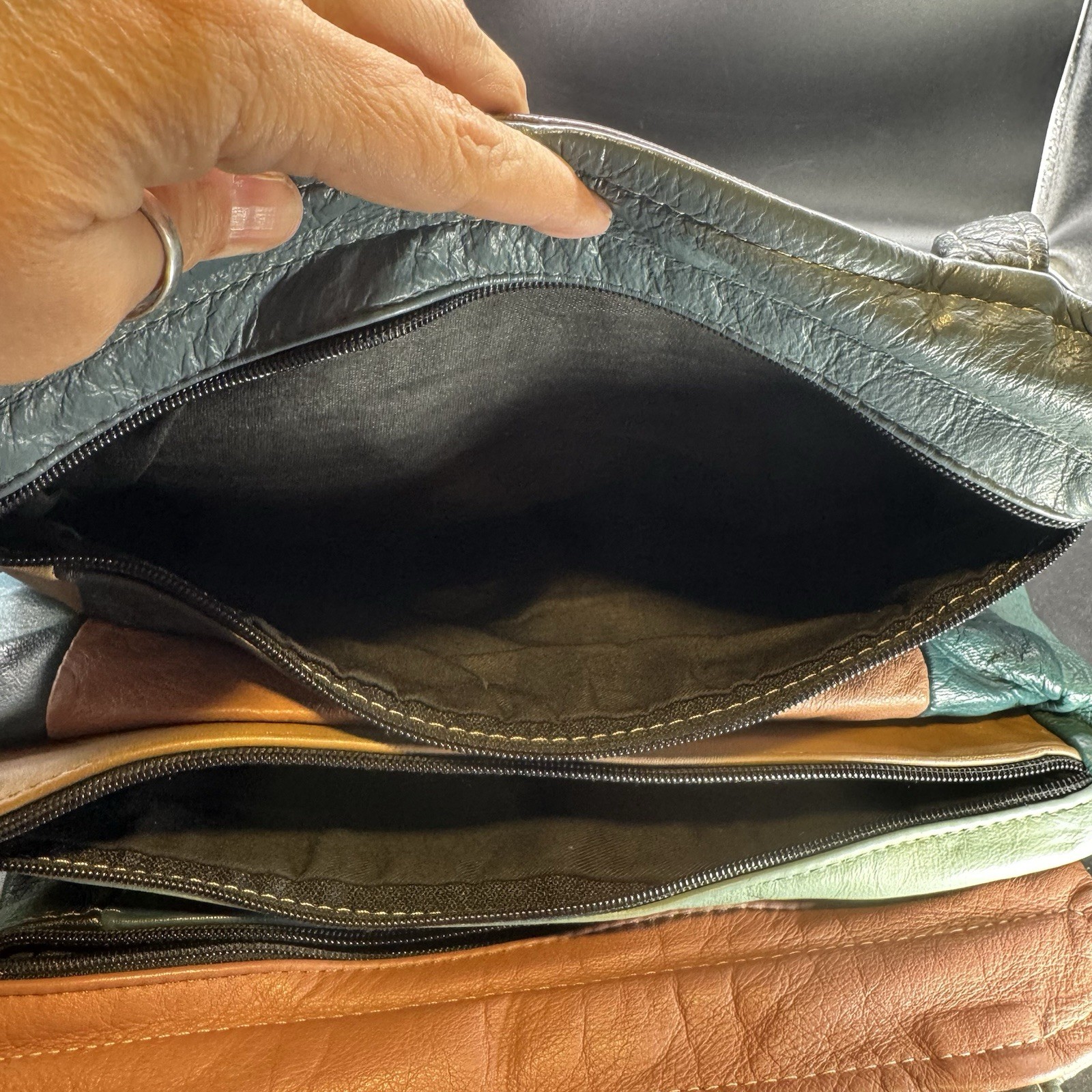 Multicolor Leather Patchwork Shoulder Purse Bag D… - image 14