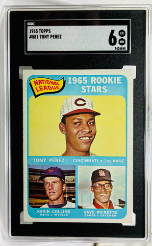 1965 Topps #581 Tony Perez RC/Kevin Collins/Dave Rickets HOF SGC 6