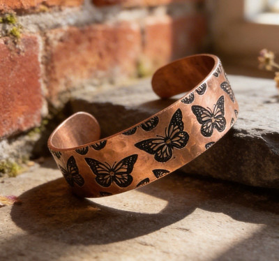 Handcrafted Ethically Sourced Copper ''Butterflies'' Cuff Bracelet...Ships Free!