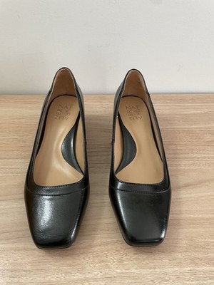 Naturalizer Women's Black Square Toe Block Heel Pumps Wide Width US 7 W