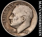1949-D Silver Roosevelt Dime - Scarce  Better Date  No Reserve  #J7741