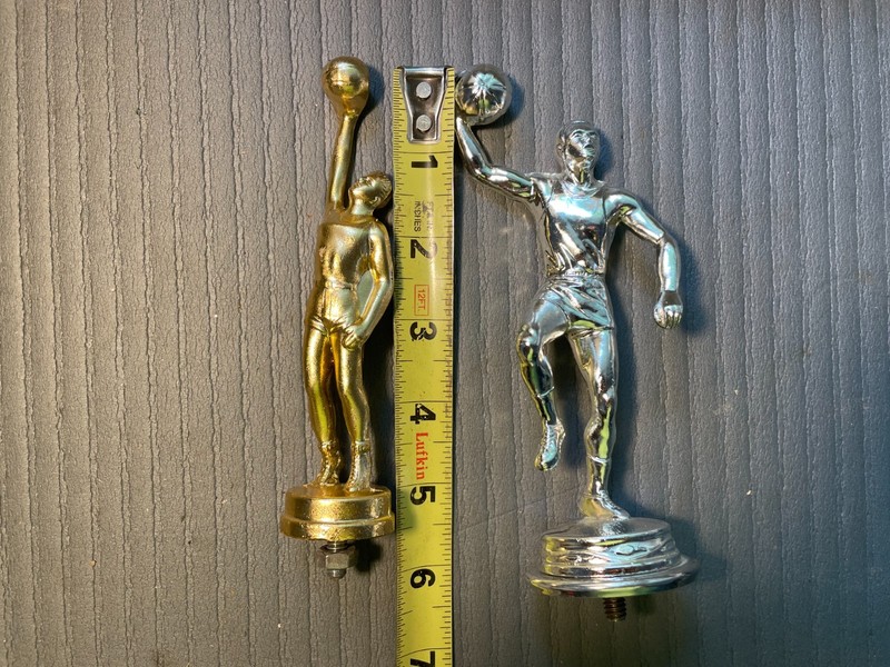 Lot of 2 All Metal Basketball Trophy Toppers