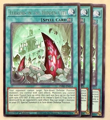 Yugioh! 3x Terrors in the Hidden City PHRE-EN054 Rare 1st Ed NM