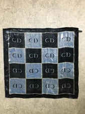 Christian Dior Blue Navy Velvet Silk Scarf 24.8 x 25.6 in