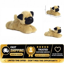 Aurora Mini Flopsie Mr. Pugster Plush Pug Dog Stuffed Animal Brown 8 in