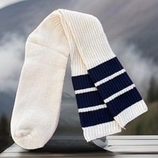 True VTG Socks Men's 10-13 23" Crew Ivory Navy Cotton Blend NOS USA 80s 90s