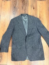 Bill Blass Men’s 100% Pure Wool Herringbone Blazer Sport Coat Gray Classic