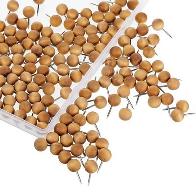 Zonon 80 Pieces Wooden Push Pins Decorative Thumb Tacks 10 millimeters, Brown