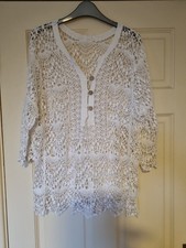 MARKS AND SPENCER TG 16/18 TOP BIANCO ALL'UNCINETTO SPLENDIDO DESIGN