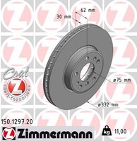 2X Zimmermann Bremsscheibe Coat Z 150.1297.20 FüR BMW X5 E53