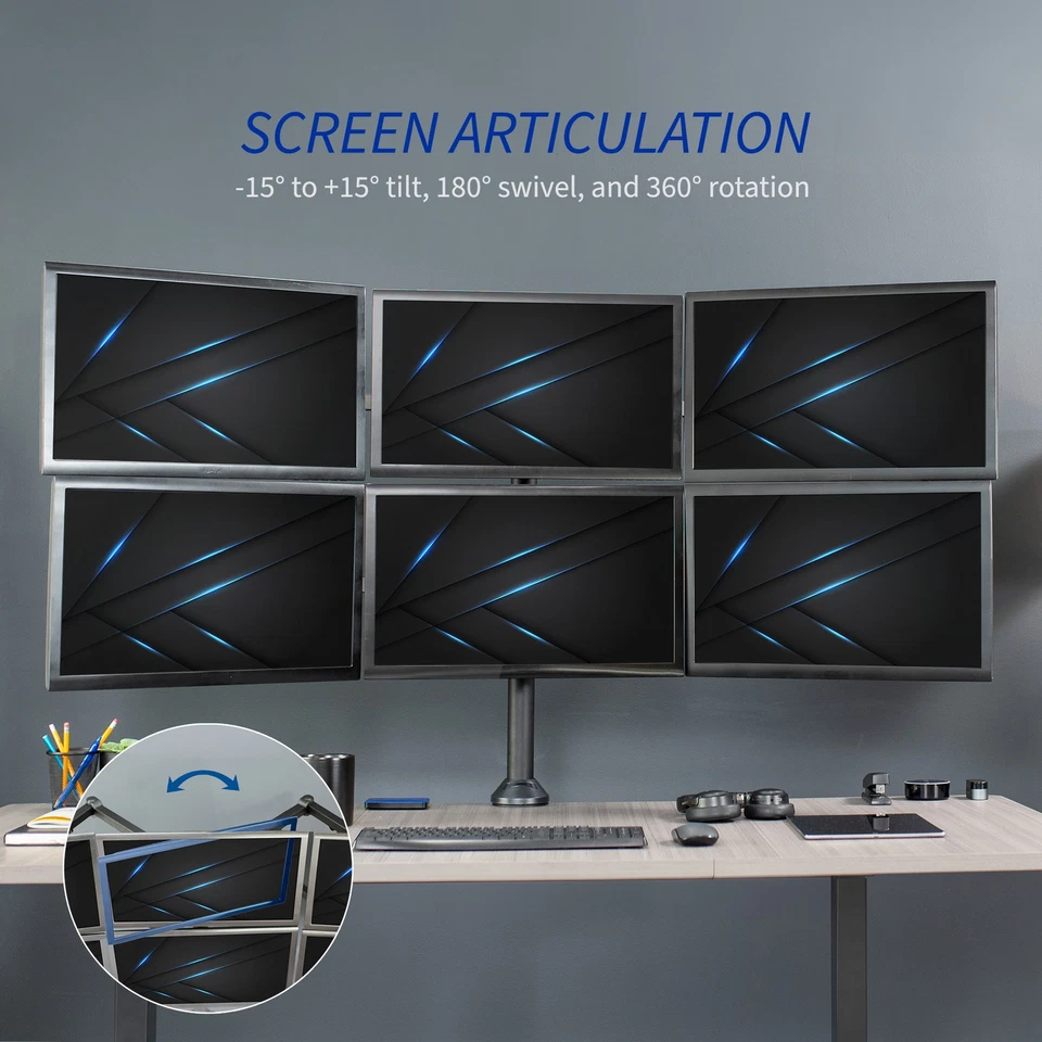 VIVO Steel Hex Monitor Desk Mount Adjustable Stand | Six (6) Screens up to 32" - Image 4 of 4