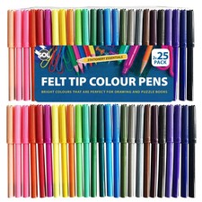 50 Felt Tip Pens Set Fine Fibre Drawing Markers Colouring Art School Colour Kids