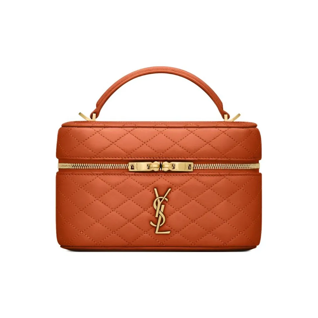 SAINT LAURENT GABY Leather tote bag Women's orange 7.1*2.6*4.3in