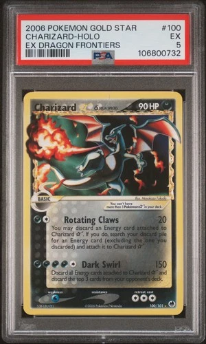 2006 POKEMON EX DRAGON FRONTIERS GOLD STAR #100 CHARIZARD-HOLO PSA 5