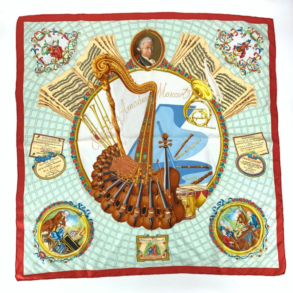 Hermes Carre 90 Silk Scarf Mozart Hymage AB Condition Used