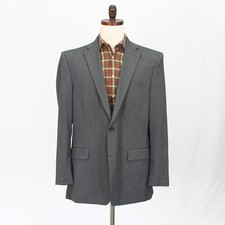 Haggar 46L Gray Sport Coat Blazer Jacket Solid 2-Button Polyester