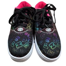 Heelys Youth Size 5 Black With Pink Lining And Iridescent Rainbow Designs