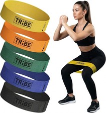 Tribe Lifting Fabric Resistance Bands Set of 5 Workout Exercise Legs Glutes Hips