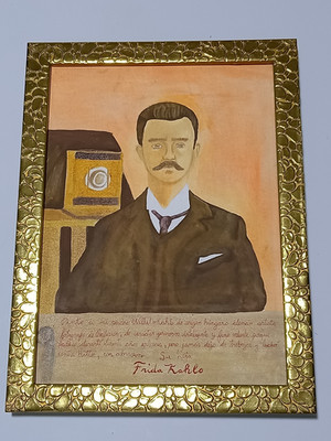 Frida Kahlo , Painting Oil On Canvas , signed stamped vintage.