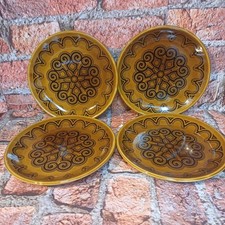 4x Vintage Biltons Side Plates Mustard Yellow 70s Retro Geometric Ironstone 6.5"