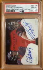 CJ Stroud & JJ Watt Topps Finest 2024 Mercury Dual Auto /5 Red Refractor POP 1/1