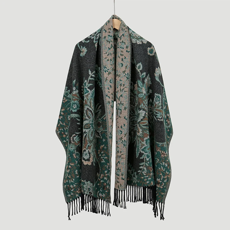 Winter Female Scarf Cashmere Shawls Wraps Women Floral Long Hijab Stoles Pashmin