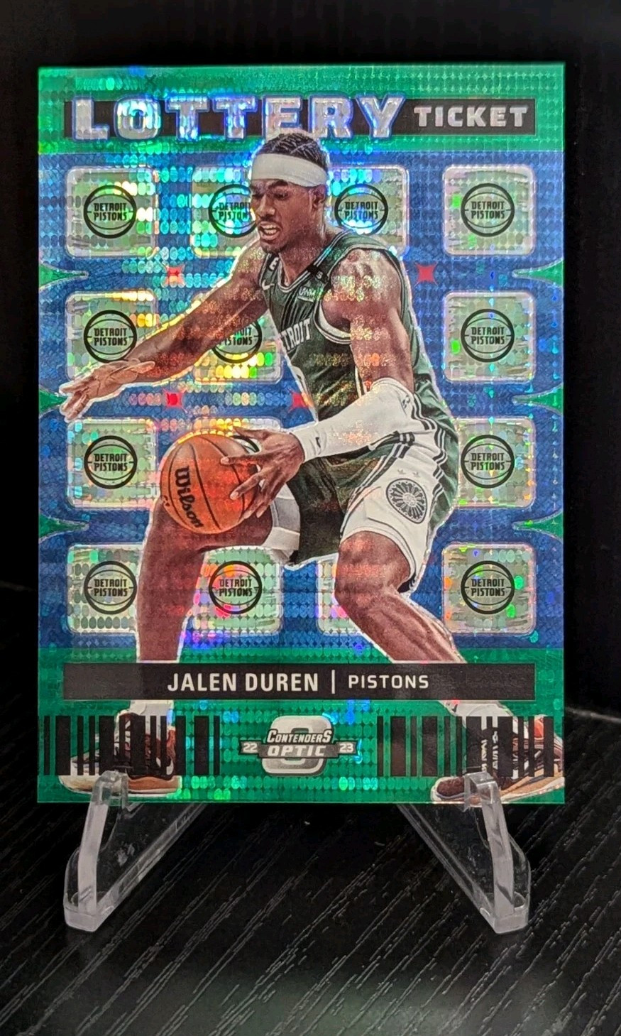 2022-23 Contenders Optic Jalen Duren /25 Rookie Lottery Ticket Green Pulsar RC