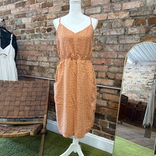 Patagonia Midi Summer Dress Womens Size M Orange Sleeveless Patterned Pockets