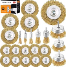 Wire Wheel Brush Cup Brushes Set,23 Pack Steel Wire Brush Kit for Drill 1/4-I