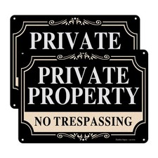 2 Pack No Trespassing Signs Private Property,10x7 10x7 inches - 2 Pack, Black