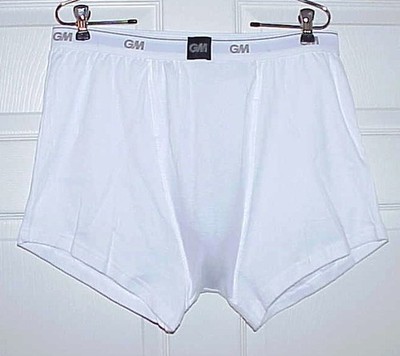 NEW MEN'S, GUNN & MOORE, WHITE, COTTON CRICKET CUP BOXER BRIEFS, 2XL WITH CUP.