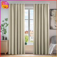 Verdunkelungsvorhang Blickdicht KräUselband Beige 220X140 Cm 2Er Set