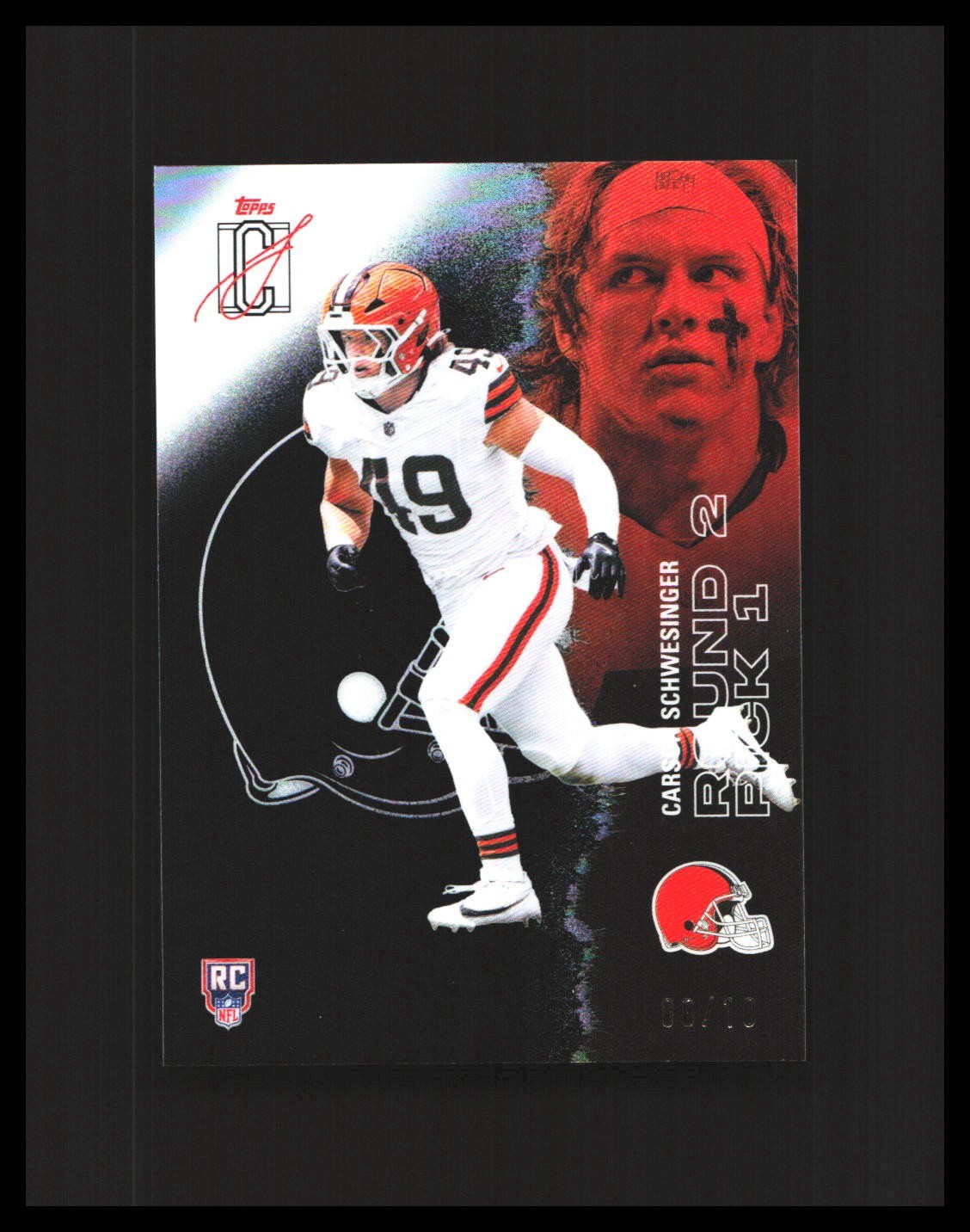 2025 Carson Schwesinger RC Topps Signature Class Black /10 #222 Browns