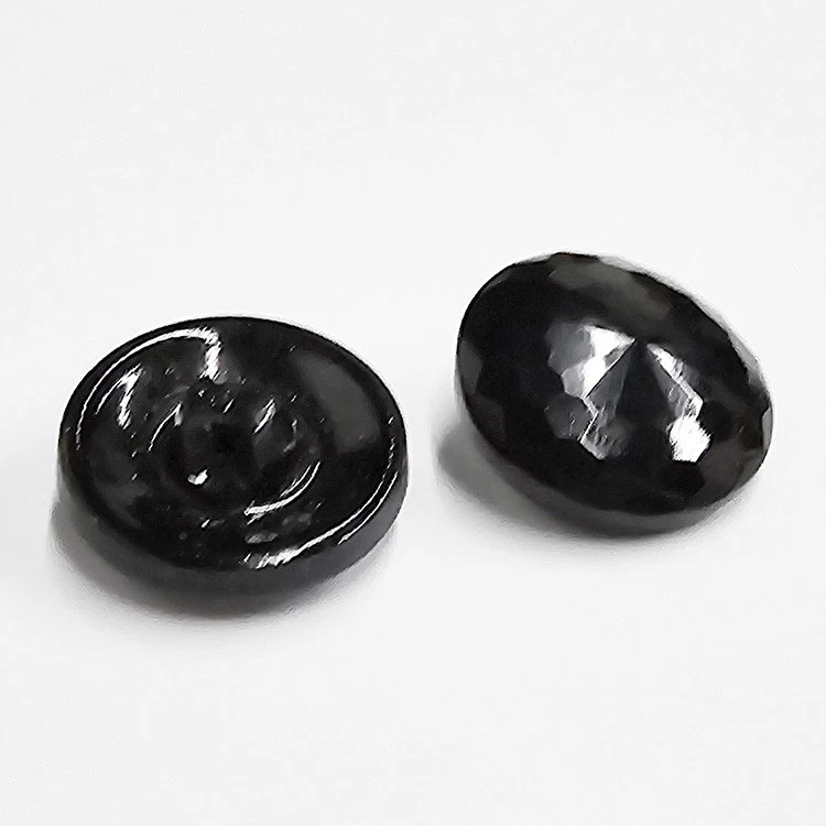 Crystal Round Glass Buttons with Shank by 2-pcs, Jet Black, 3 sizes, FF-55191 - Image 4 of 4