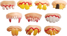 10 Pcs Fake Vampire Teeth Halloween Ugly Dentures