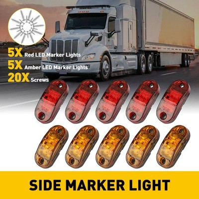 10pc Amber Red 2.5'' Oval LED Side Marker Light Trailer Truck Lamp Waterproof