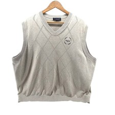 Roundtree  Yorke Mens 2X Cream Argyle Knit Sleeveless Sweater Vest CozyUp
